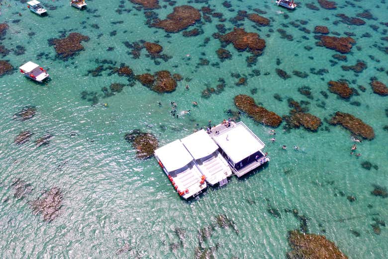 Paseo en barco con snorkel en el arrecife de Maracajaú