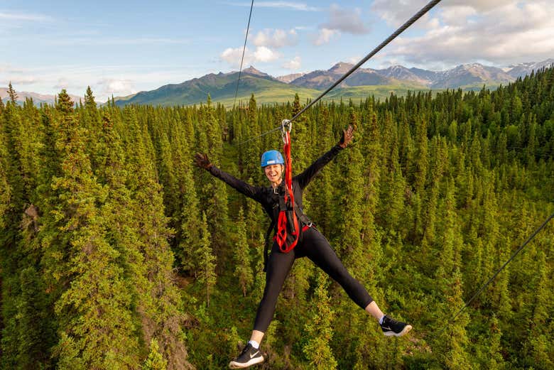 Tirolina en el Parque Nacional Denali