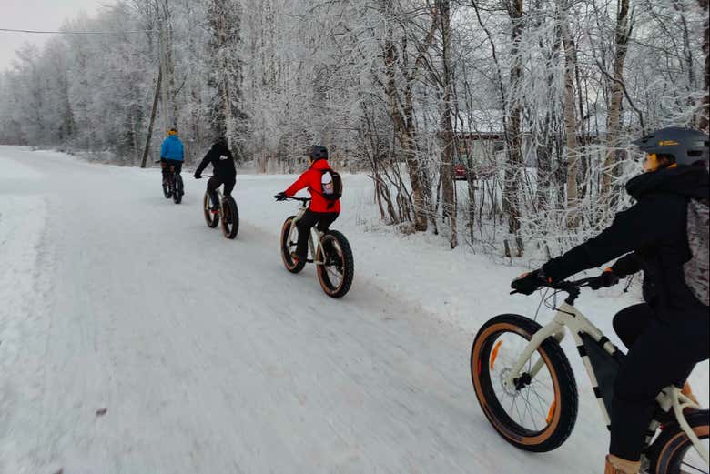 Tour en fat bike por los bosques de Ivalo