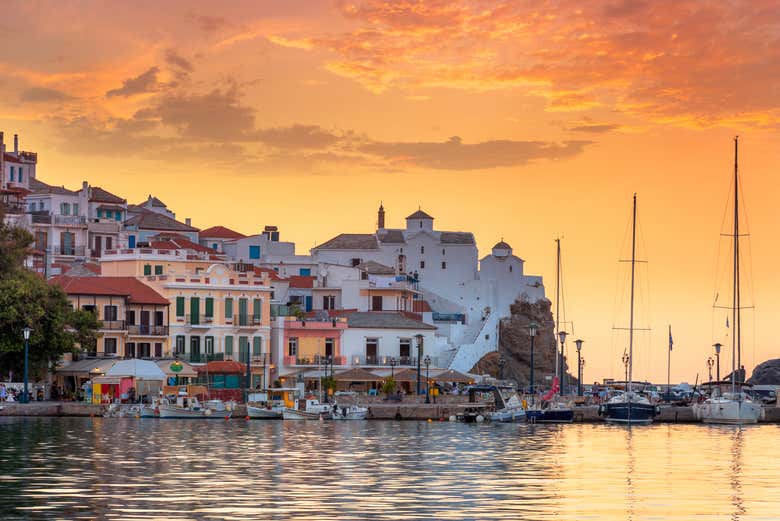 Tour por Skópelos al atardecer