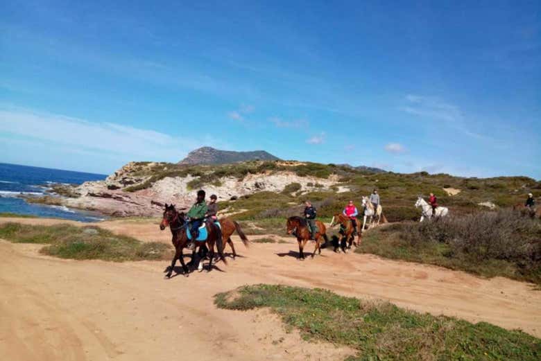 Paseo a caballo por la playa de Porto Ferro y el lago Baratz