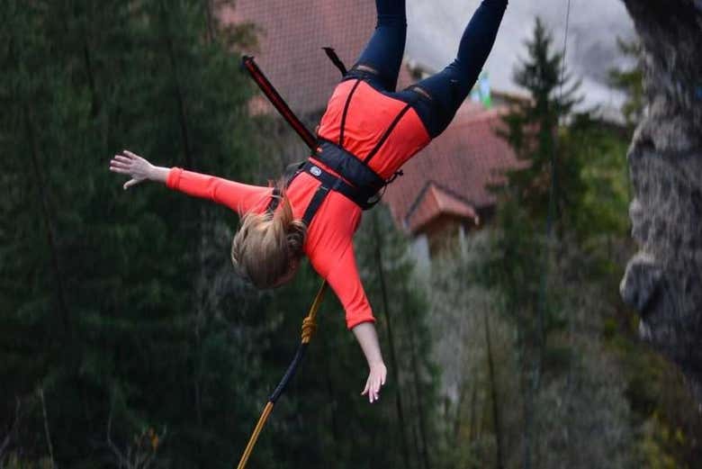 Canyon swing en el Glacier Canyon