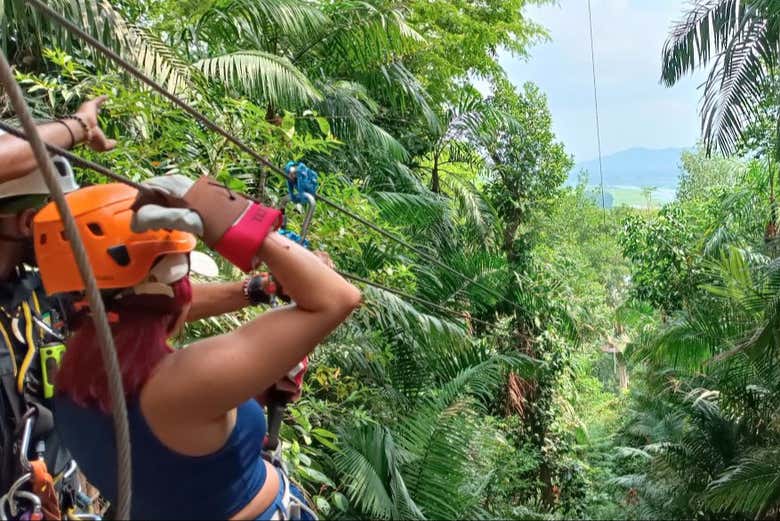 Tirolina en el parque Tree Trek Gamboa