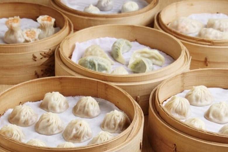 Comida en el restaurante Din Tai Fung