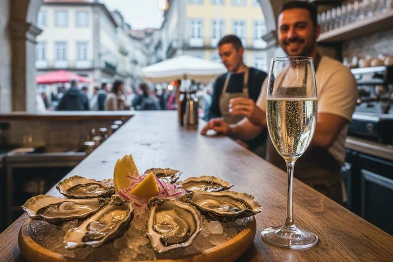 Degustación de ostras en el barrio de Beira Mar
