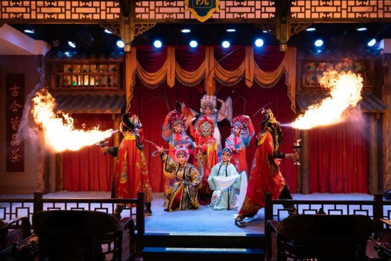 Espectáculo de ópera de Sichuan en el teatro de Chongqing 1941