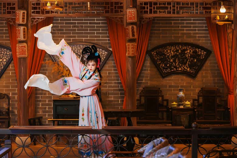 Espectáculo de ópera de Sichuan en el teatro de Chongqing 1941