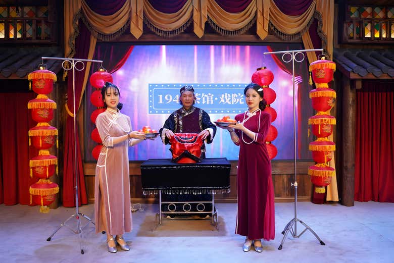 Espectáculo de ópera de Sichuan en el teatro de Chongqing 1941
